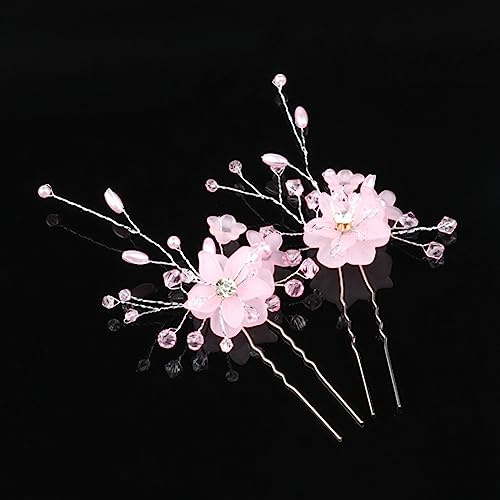 ONECK Haarspangen Braut Haarschmuck Hochzeit Brautschmuck Haarnadeln mit Perlen Hochzeit Haarschmuck (Rosa)…