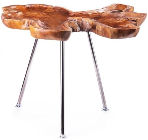 Beistelltisch 63cm Teak Holz mit Jahresringen Baumscheibe Couchtisch Nachttisch lup055 Palazzo Exklusiv