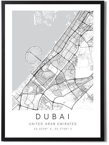 State Media Vision Dubai Poster Einzelset, minimalistischer Schlafzimmer- oder Wohnzimmerdruck, Einweihungsgeschenk (Dubai, nur A4-Druck)