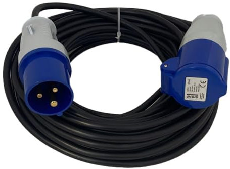 14m Extension Lead 240v Trailing Plug and Socket 16A Extension Cable 1.5mm IP44 Rated Heavy Duty for Powering up Caravan Campervans Homes Made in UK