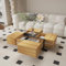 Modern Oak Style Square Coffee Table with 4 Drawers | 80x80x35 cm | Multifunctional Coffee Table with Storage for Living Room | Unique Design