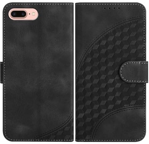 JayModCase Handyhülle für iPhone 8 Plus/iPhone 7 Plus (5,5 Zoll), mit [Kartenfach] [Standfunktion] [Magnetic] PU Leder Etui Folio Klapphülle Kompatibel mit iPhone 8 Plus - Schwarz