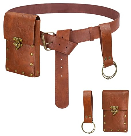 Capaneus Mittelalter Gürtel Gürteltasche, Mittelalter Accessoires, Wikinger Gürtel für Damen Herren Wikinger Piraten Cosplay Zubehör