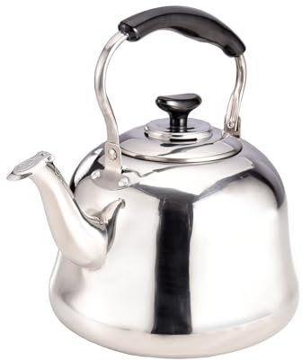 Royalford Stainless Steel Tea Kettle for Stove Top, Portable Teapot for Kitchen Camping Hiking Anti - Hot Handle Tea Boiler Hot Water Kettle for Tea Coffee, 4L Capacity