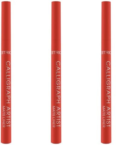 Catrice Calligraph Artist Matte Liner, Eyeliner, Nr. 080, Rot, sofortiges Ergebnis, farbintensiv, matt, vegan, ohne Mikroplastikpartikel, Nanopartikel frei, ohne Parfüm, 3er Pack (3x1.1ml)