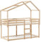 vidaXL Etagenbett, Hochbett mit Dach Leitplanken, Stockbett für Schlafzimmer, Bett Holzbett Einzelbett, 90x200cm Massivholz Kiefer