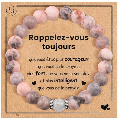 BOCHOI Bracelet pour Maman Cadeau Fete des Meres - Bijou Pierres Naturelles Rose Bracelet Pierre de Lune, Idée Cadeau Original Femme Ado Fille, Sœur, Amie, Mamie Grand Mere Cadeaux Anniversaire Noël