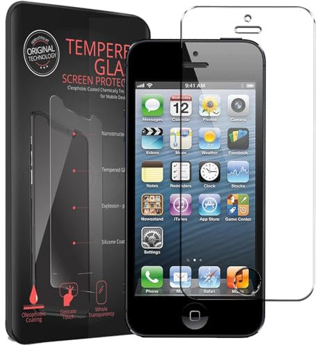 CoolGadget Panzerglas für iPhone 5 / iPhone 5S / iPhone SE, 2er Set, 9H Härtegrad, Anti-Kratzer, Blasenfrei, HD Klar, 0,27mm Dünn