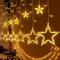 HappiHause Lichtervorhang 12 Sterne 138er LEDs Lichterkette Weihnachtslichter 31V 8 Modi Sternenvorhang mit Timer für Innen, Weihnachten, Party, Hochzeit, Garten, Balkon, Fenster Deko, Warmweiß