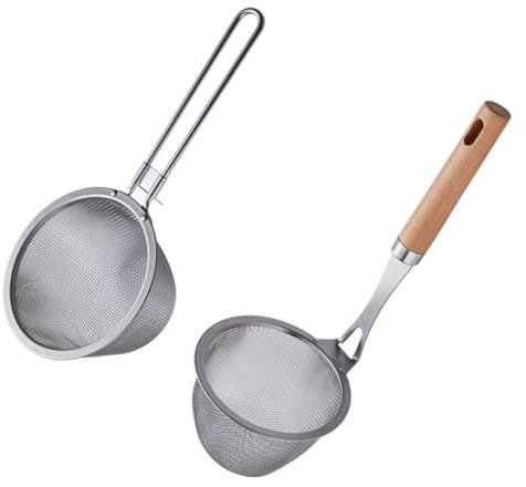 Ciieeo 4 Stück Sieb Aus Edelstahl Drahtlöffel Küchenhelfer Drehmaschine Nudelkochkorb Hot-pot-mesh-schaufel Sieb Zum Braten Von Lebensmitteln Emailleschüsseln Mit Deckel Rostfreier Stahl