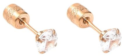 Ohrstecker Edelstahl, Ohrstecker Roségold 4 mm, Rund, mit Zirkonia Ohrringe Damen 4 mm