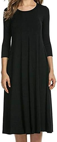 Shop Nova® WOMENS LADIES PLAIN JERSEY SWING DRESS CASUAL LONG SLEEVE MIDI DRESSES SKATER (Black, 22)
