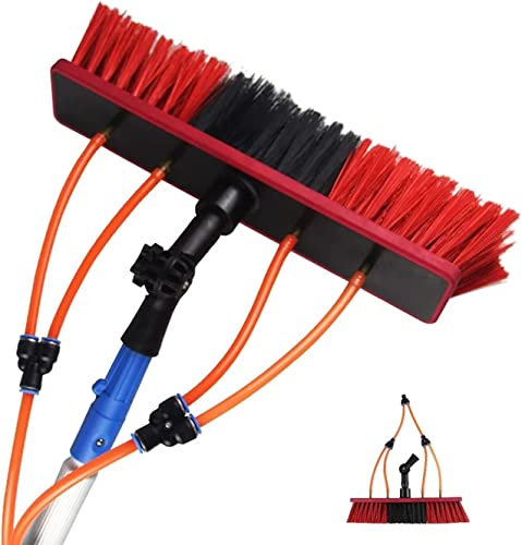 8m Water Fed Telescopic Window Cleaning Pole with Extendable Brush Hose Fed Window Cleaner Tool Kit (50cm Brush 8m Pole)