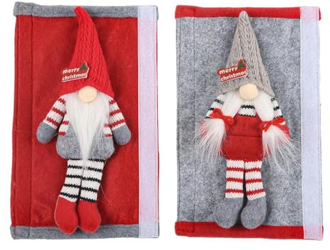 Dirfuny Knob Covers Decorative Christmas,2X Christmas Gnomes Fridge Handle Cover - Christmas Kitchen Knob Covers, Holiday Cabinet Knob Covers for Christmas Refrigerator Door