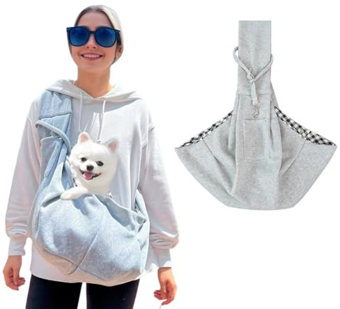 NHPY 1 Pezzi Grigio Marsupio per Cani, Marsupio Cane Taglia Piccola, Borsa Cane Taglia Piccola, Borsa Porta Cane, Marsupio Gatto, Zaino per Cani