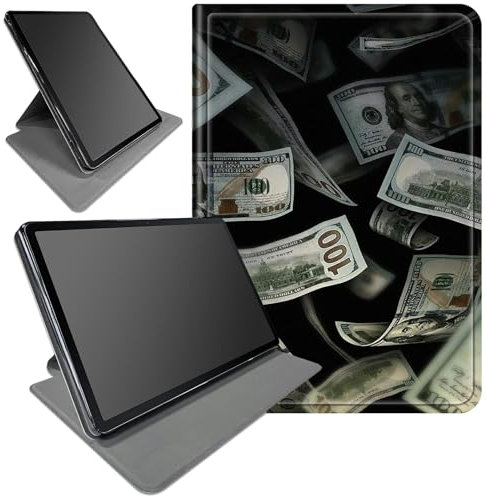 DIGTIALL Case for Fire 7 Tablet (12th Generation, 2022 Release) Dollar Money Theme 360 Degree Rotating Stand Smart Protective Cover for Fire 7 2022 Tablet