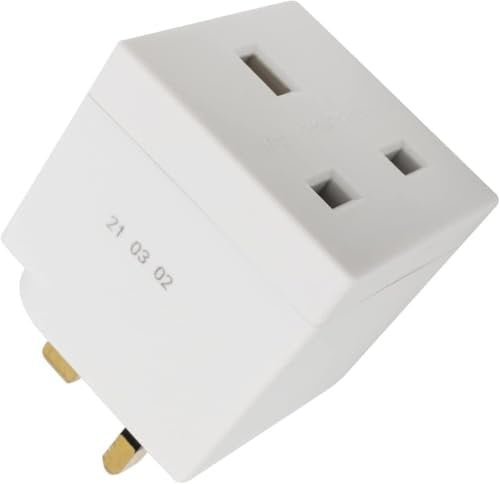 TBKT 2 Way Block Plug, 2 Way Plug-in Block Mains Adaptor, 2 Way Multi Socket Plug, Power Extension Wall Adaptor (Pack of 1)