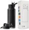 ENIVAN, Gourde Sport Isotherme 1L avec 2 Bouchons Paille et Embout – Bouteille d'Eau Inox Sans BPA, Étanche, Anti-Fuite, Double Paroi, pour Fitness, Musculation, Randonnée, Camping, Bureau, École