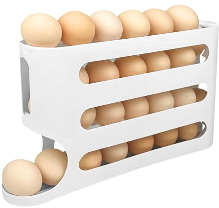 Ravytha Hueveras para Frigorifico, Rollo Soporte Organizador Nevera Dispensador de Huevos, Organizadores Organizador Frigorifico Bins, Refrigerator Organizacion Huevera Fridge Organizer