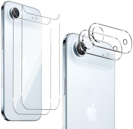 QULLOO Rückseite Schutzfolie für Panzerglas für iPhone 17 Air Folie + Kameraschutz,(2+2) 9H Schutzglas Glas Back Protector Kamera Hinten Displayschutzfolie Zurück Folie