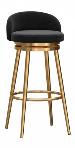 DGDHHSFJDJ Taburetes de Bar Modernos, Silla giratoria de Bar con Respaldo bajo y reposapiés, tapizada en Terciopelo for encimera de Cocina, Isla de Comedor.(65cm/25.6in)