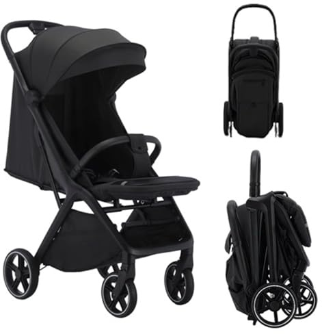 Eurochoise SX 101 Kinderwagen – Leichter Buggy klappbar bis 22 kg | Reisebuggy mit Einhand-Faltsystem, verstellbarer Rückenlehne, Sonnenverdeck & großem Einkaufskorb | für Baby 0–48 Monate - Schwarz