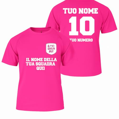 D&Vlab T-Shirt Maglie Magliette Adulti Uomo Donna con Stampa Personalizzata Nome Numero Squadra Logo Maglietta per Sport Calcio Tennis Padel 100% Poliestere Traspirante Asciugatura Veloce