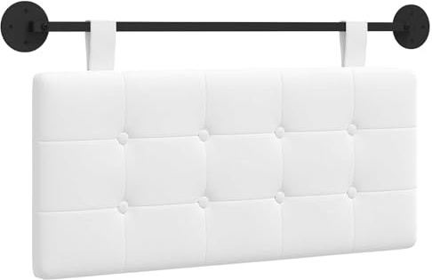 vidaXL Hängendes Kopfteil Weiß Stoff, Stylisches hängendes Kopfteil für Schlafzimmer, modern und platzsparend, gepolstert und wandmontiert
