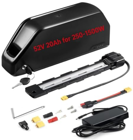 48V 52V Ebike Battery Bike Lithium Replacement Batteries (52V 20Ah 5Pin) | Long Range, High capacity, Safe, Long-lasting, with Charger and BasePlate