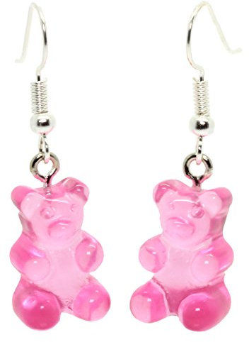Bluebubble MY SWEET SHOP Candy Rose Pink Gummy Bear Dangle Earrings on Gift Card