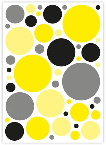 Aufkleber-Set Kreise I schwarz-gelb I Ø 1 bis 8 cm I Sticker für Bad Küche Glas-Tür Fahrrad Laptop Handy Auto-Aufkleber I wetterfest I dv414