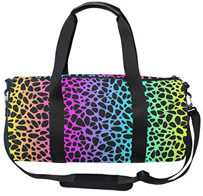 MNSRUU Regenbogen-Leopardenmuster, große Reisetasche, Unisex, hohe Kapazität, großes Gepäck, Sporttasche