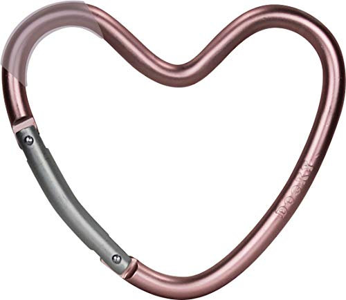 Dooky - Gancio universale a forma di cuore per passeggino o baggy, per uso quotidiano e gancio per passeggino, colore: Rosa