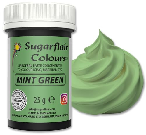 Sugarflair Mint Green Food Colouring Paste 25g | Concentrated Mint Green Food Dye for Fondant, Buttercream, Cake Decorating and More - Vegan, Kosher, Bake-Stable