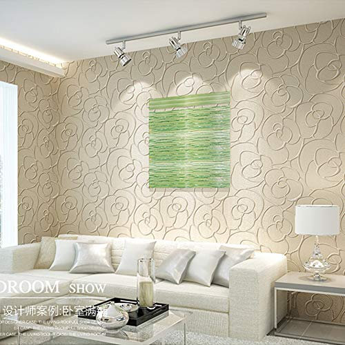 YangYunHome Decoration Modern Minimalist Rose Flower Non-Woven 3D Deep Embossed Textured Living Room Bedroom Non-Pasted Wallpaper Roll Cream Color 0.53m (1.73' W) x 10m(32.8'L)±5%=5.3m2 (57 sq.ft)