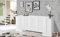 Dmora - Kommode Nando, Küchen-Sideboard mit 6 Türen, Wohnzimmer-Buffet, 100 % Made in Italy, 210 x 45 x 85 cm, glänzendes Weiß,