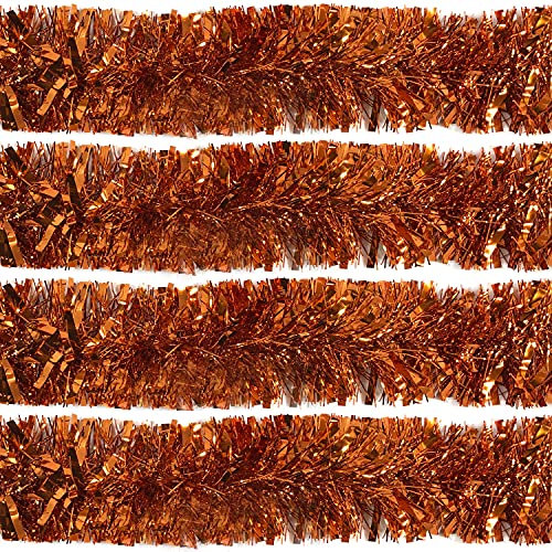 Rocking Party Copper Orange Sparkling Halloween/Christmas Tree Tinsel Xmas Decoration Hanging (8 Metres)