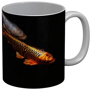 Fabulous Mug Céramique Carpes Koi Or Et Blanc Vie Sauvage
