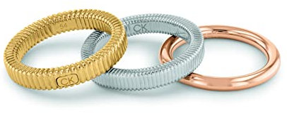Calvin Klein Set aus 3 Ringen für Damen Kollektion PLAYFUL REPETITION aus Edelstahl, Gelbgold und Roségold - 35000027C