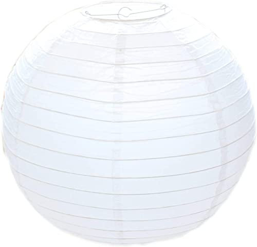 Karrma 2 x White Paper Lampshade - Classic Bamboo Style Ribbed Paper Lantern Lamp Shade (40 cm)