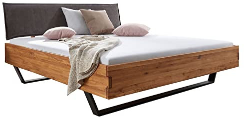 Home4You Bettgestell - Wildeiche - 180 x 200 cm - Polsterkopfteil