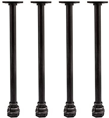 LINKPIPES 4Pcs Frühstück Bar Beine 45cm Industrielle Rohr Tisch Beine DIY Heavy Duty Metall Couchtisch Bein für Arbeit Couchtisch Möbel Tisch (Schwarz Grau)