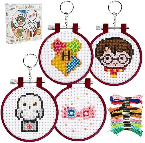 Harry Potter Gestempelte Kreuzstich-Stickerei-Kit - Offiziell lizenziertes Zauberer-Welt Merchandise, einfaches Bastelprojekt für Filmfans, Starter-Kit für Stickanfänger