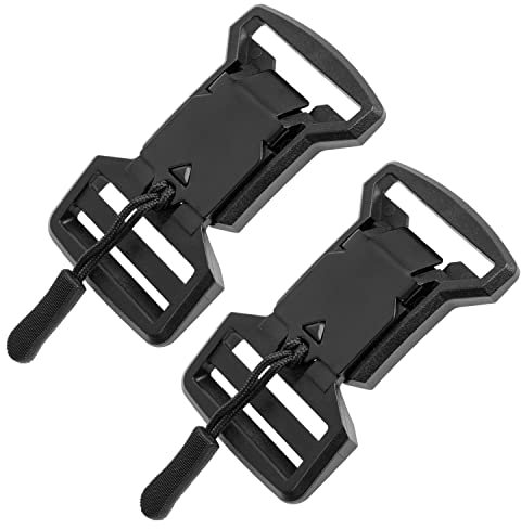 Steckschnallen für Gurtbänder, Größe 38 mm, 2 Stück, mit Magnetverschluss, Schwarz, Kunststoff, Klickverschluss mit zentraler Verriegelung, Ersatz Steckverschluss, Schnalle Reparatur, Gurtschnalle