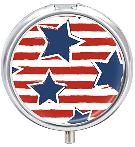 Pillendose Usa Flagge Und Sterne Muster Tragbare Pillendose Mit 2 Fächern