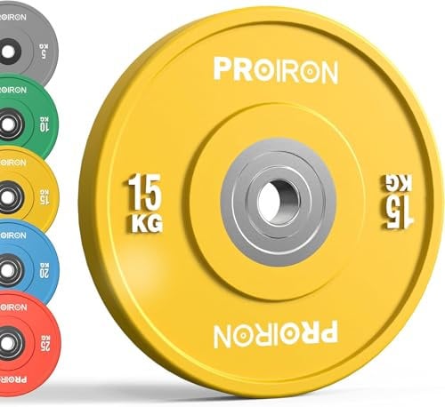 PROIRON Hantelscheiben, Olympic Bumper Plates 50mm, 5-25kg, Hartgummi, Hanteln Gewichtsscheiben nach IWF Standard