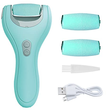 Hornhautentferner mit 2 Rollen, Hornhautentferner Elektrisch, Pediküre Set Fußpflege Elektrisch, Pedi Vac für Männer und Frauen, Hornhauthobel Wiederaufladbares USB-Gerät - Blauer See