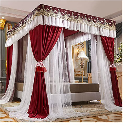 Moskitonetz, doppelschichtig, Prinzessinnen-Überdachung für Mädchenbett, Himmelbett-Doppelbett-Überdachung, Mädchenschlafzimmer-Überdachung für Kingsize-Bett, mit Halterung (Größe: 1,5 x 2
