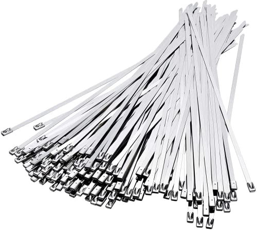 Stainless Steel Cable Ties, Deecam 500 Pcs 4.6×300mm Metal Cable Tie, 304 Stainless Zip Ties with Steel Ball Stopper, Suitable for Exhaust Wrapping, Binding Tie, Garden Repair and Fixed Fence(500 Pcs)