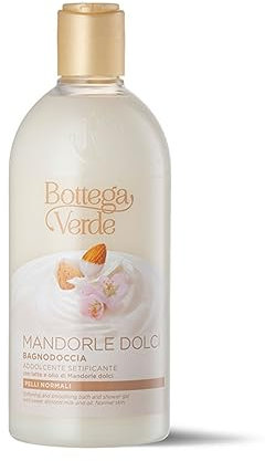 Bottega Verde - Mandorle Dolci, Bagnodoccia con Latte e Olio di Mandorle Dolci, 400 ml, Azione Addolcente e Setificante, Deterge con Delicatezza, per Pelli Normali